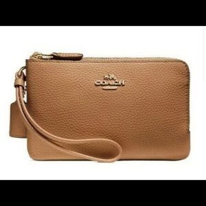 Coach f58032 Leather Double-Zipper wristlet/wallet